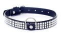 Нашийник зі штучної шкіри з кристалами Fetish Boss Series - Collar with crystals Silver, BS3300099