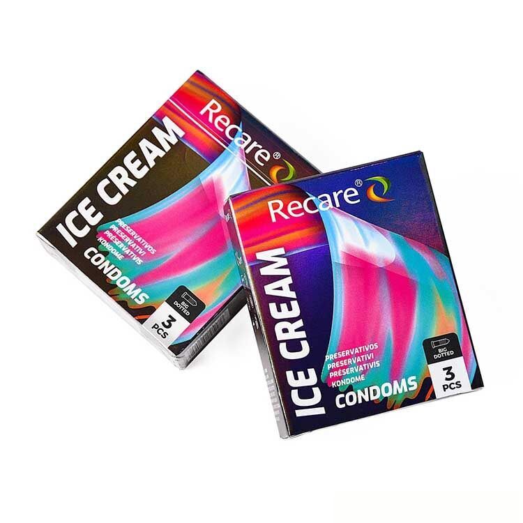 Презервативи з пухирцями Recare Ice Cream Big Dotted Condoms 3 шт, аромат: морозиво