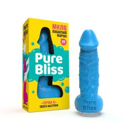Мыло в форме пениса Pure Bliss MINI Blue, крафтовое мыло-член, натуральное