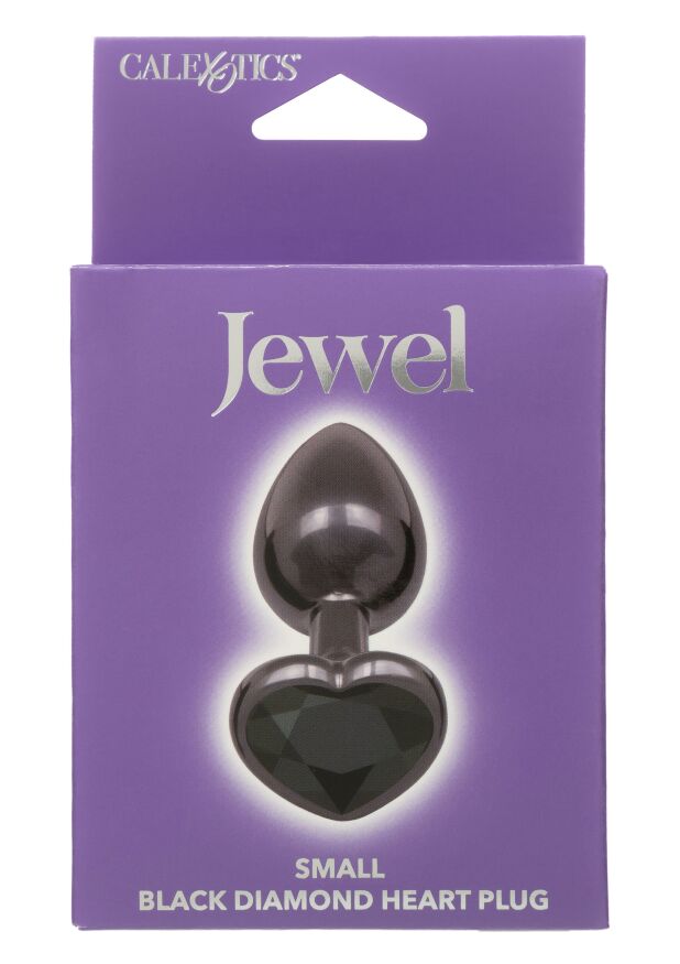 Анальна пробка CalExotics Diamond Heart Plug Small, чорна, 5,7 × 3,2 см