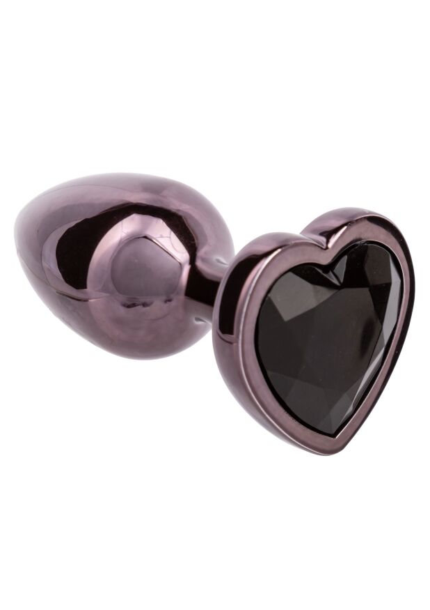 Анальна пробка CalExotics Diamond Heart Plug Small, чорна, 5,7 × 3,2 см