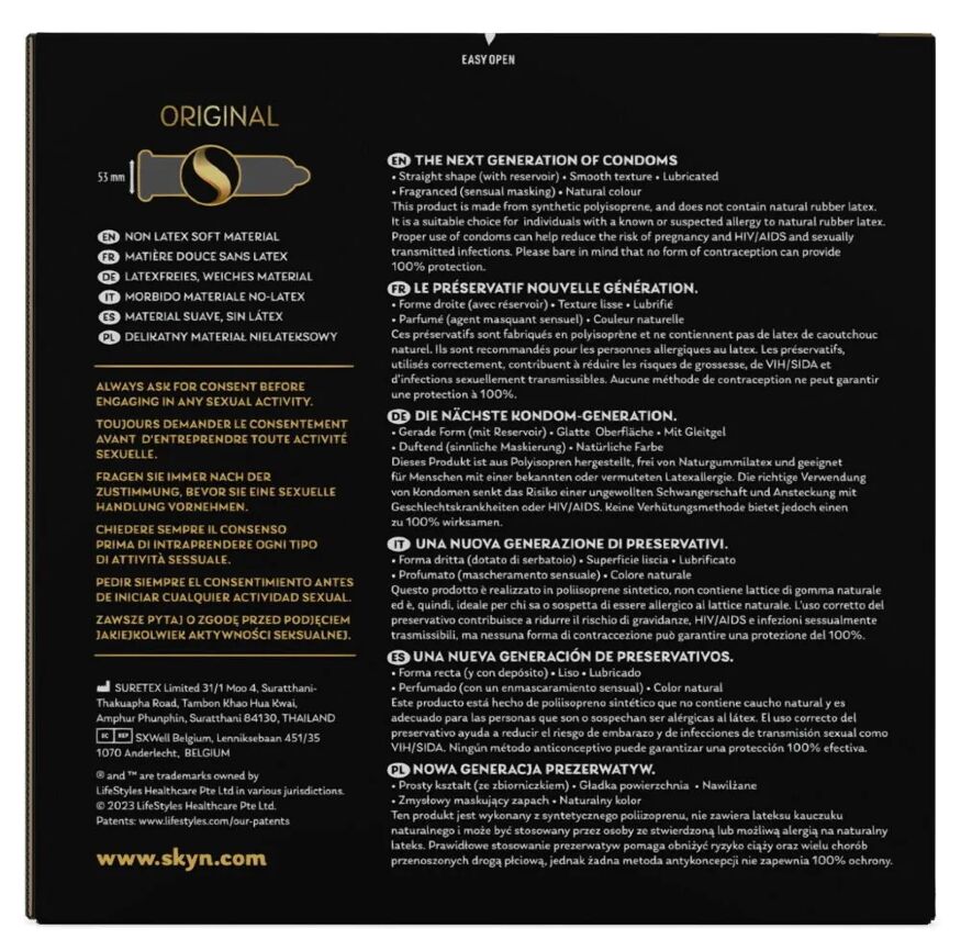 Презервативы безлатексные (полиизопрен) Skyn Original, 10 шт