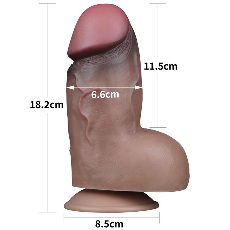 Толстый фаллоимитатор - Dual-Layered Silicone Cock 7" Brown