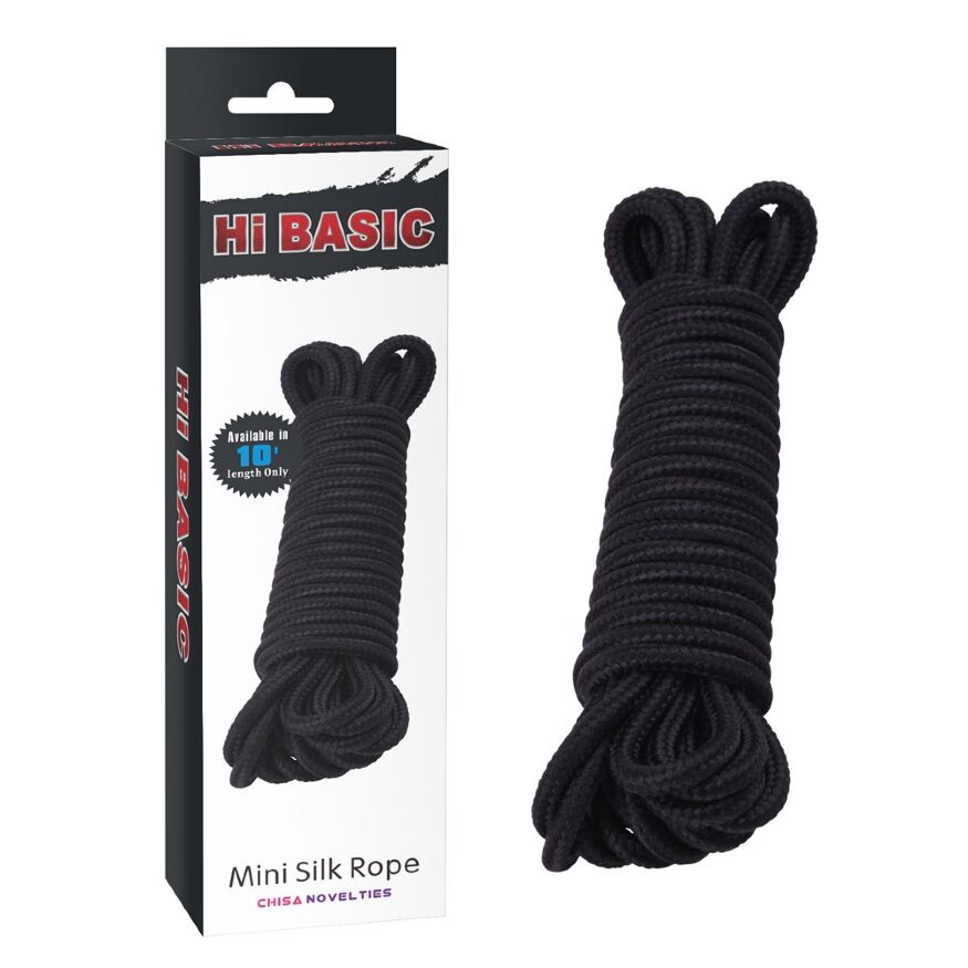 Веревка для бондажа и шибари Chisa Hi-Basic Mini Silk Rope Cotton черная, 10 м