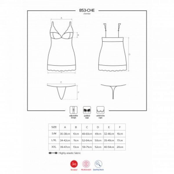 Сорочка 853-CHE-3 chemise thong red S / M