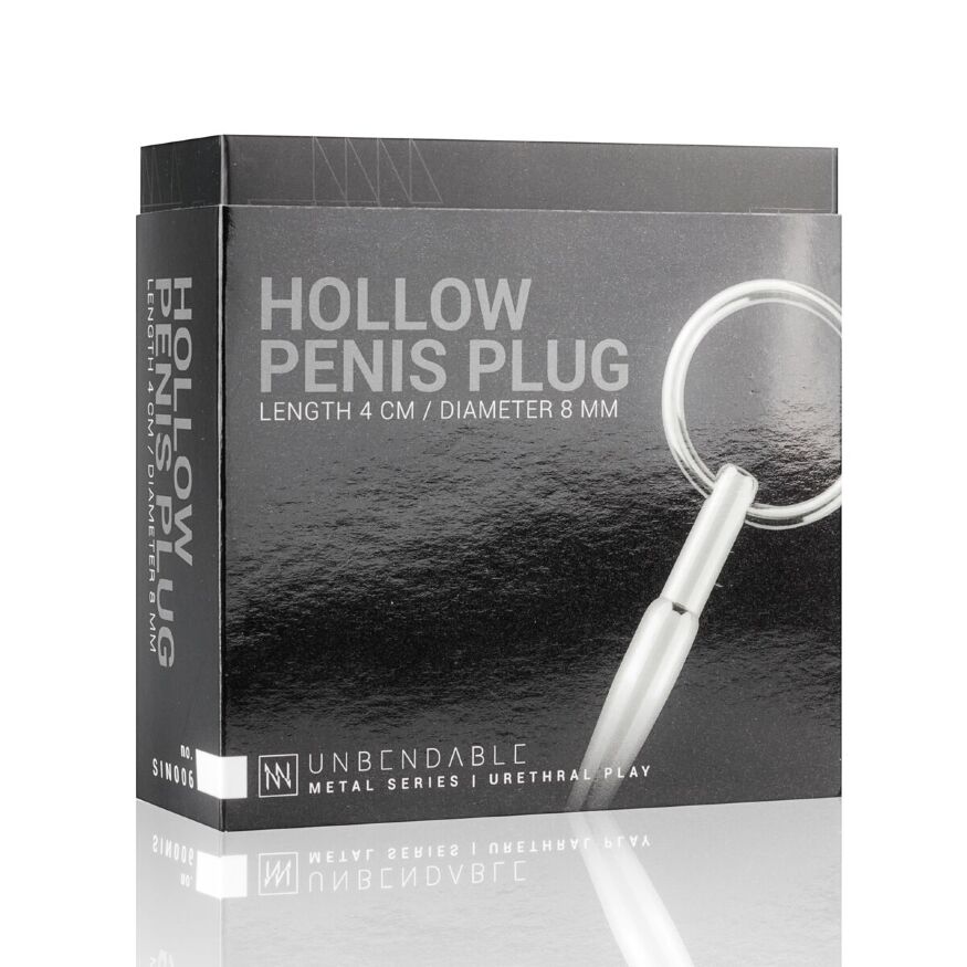 Порожнинний уретральний стимулятор Sinner Gear Unbendable  -  Hollow Penis Plug, довжина 4см, діам.8мм