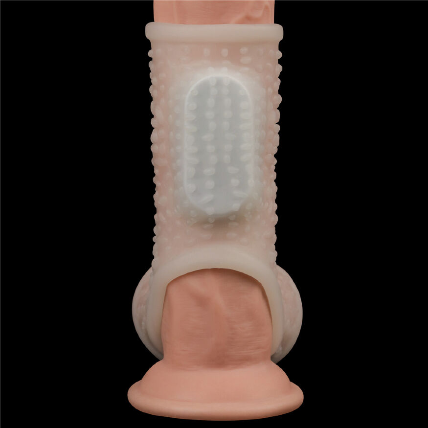 Насадка на член - Vibrating Drip Knights Ring With Scrotum Sleeve White