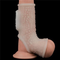 Насадка на член - Vibrating Drip Knights Ring With Scrotum Sleeve White