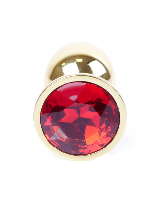 Анальная пробка с камнем Plug-Jewellery Gold PLUG- Red размер S