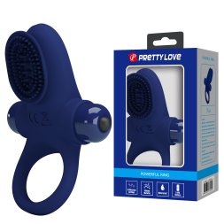 Ерекційне кільце з відростком, м'якими шипами Pretty Love Powerful Ring Vibro Stimulator II Blue