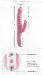 Вибратор 2в1 - Hannah USB Pink