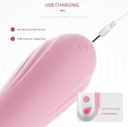 Вибратор 2в1 - Hannah USB Pink
