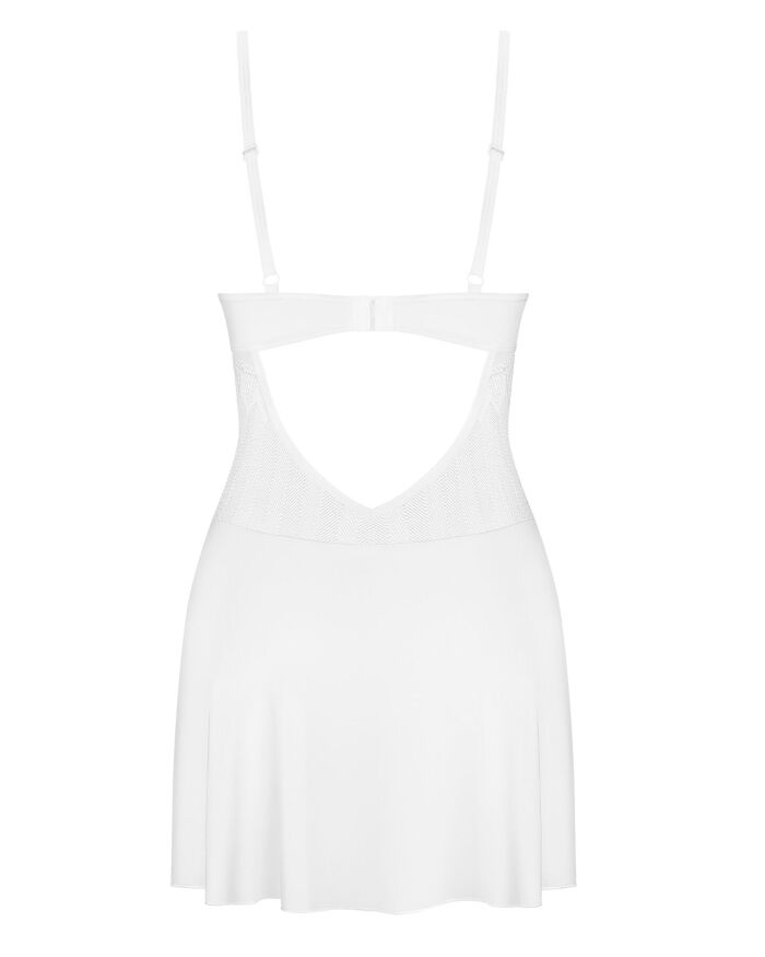 Пеньюар Obsessive Alissium chemise &amp; thong, M/L, мереживний ліф, стрінги в комплекті