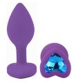 Силиконовая анальная пробка EGZO - Silicone Violet Heart Plug Blue, size S
