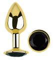 Анальная пробка с кристаллом EGZO - Gold Round Plug Black size S