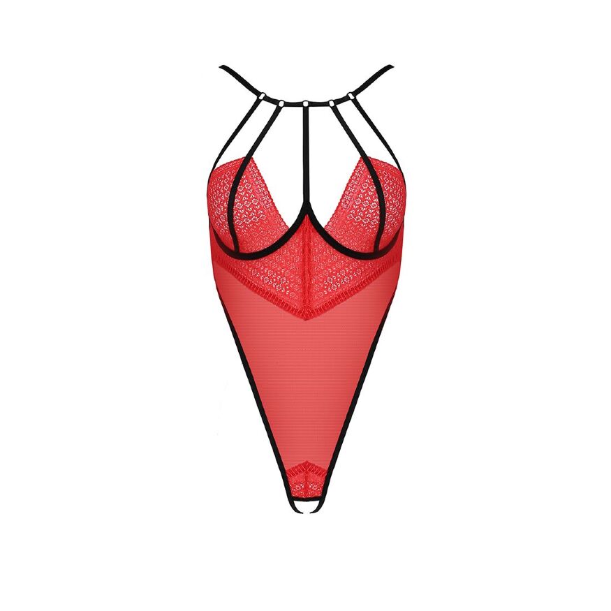 Боді з високим вирізом стегна Passion Exclusive AKITA BODY S/M, red