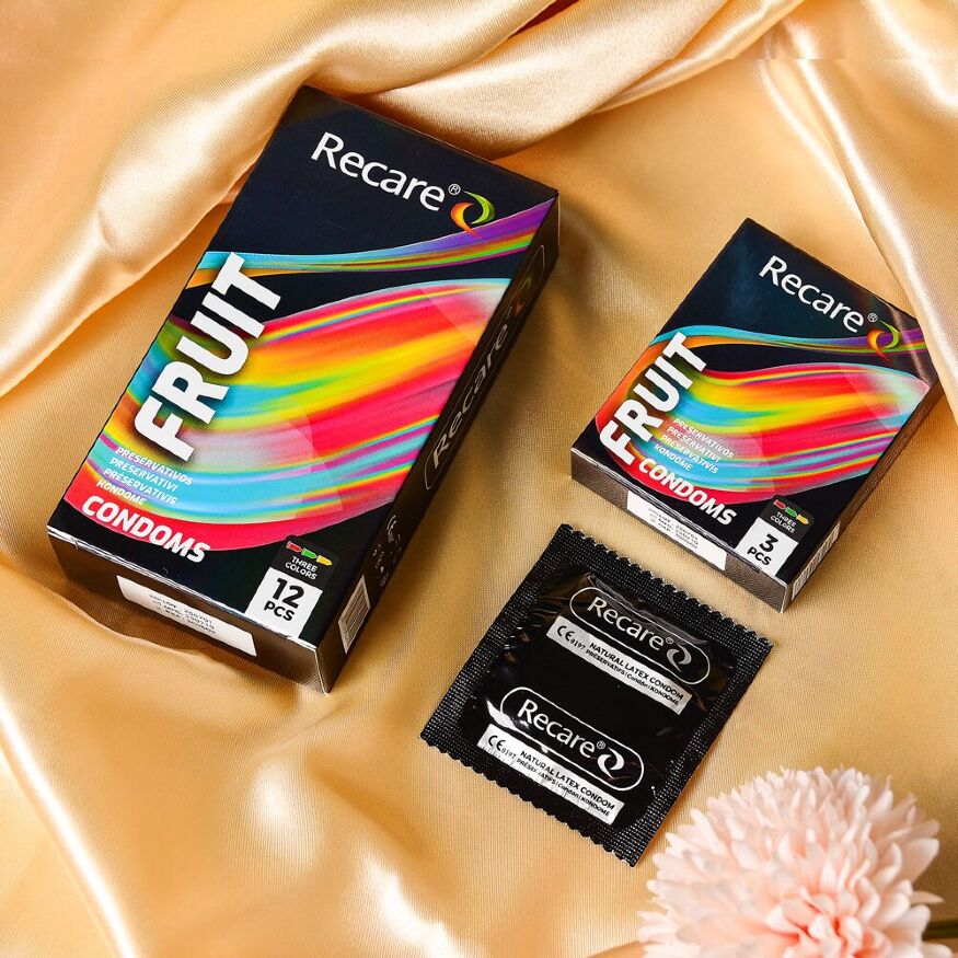 Презервативы Recare Color Fruit Flavour Condoms 3 шт, ароматы: мята, банан, клубника