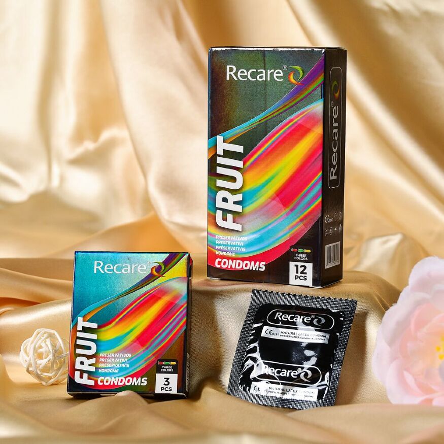 Презервативы Recare Color Fruit Flavour Condoms 3 шт, ароматы: мята, банан, клубника