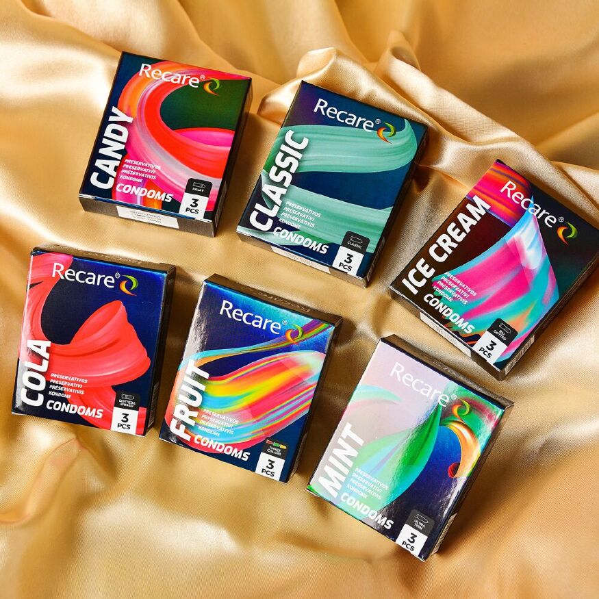 Презервативы Recare Color Fruit Flavour Condoms 3 шт, ароматы: мята, банан, клубника
