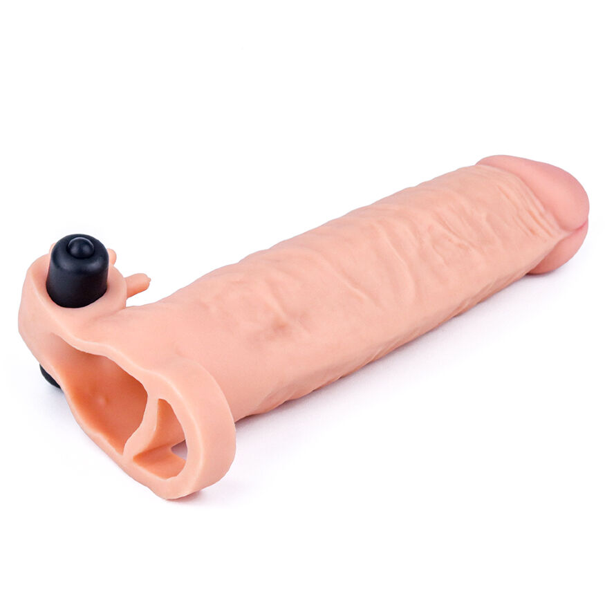 Подовжуюча насадка на член з віброелементами Pleasure X-Tender Vibrating Penis Sleeve Add 2" Flesh