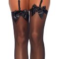 Чулки с бантиком Leg Avenue Sheer Thigh Highs, черные, O/S