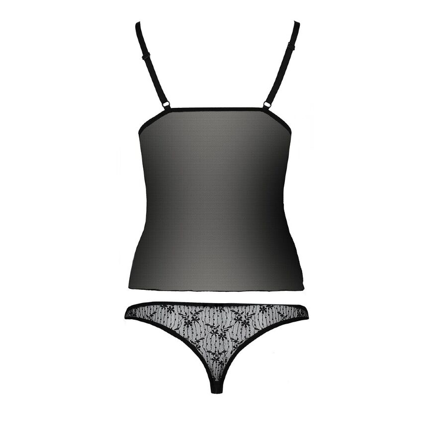 Комплект белья MELISSA SET black S/M - Passion: лиф-сорочка со шнуровкой и трусики