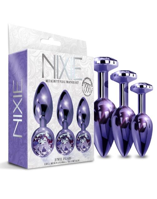 Набор анальных пробок Global Novelties NIXIE METAL BUTT PLUG TRAINER SET, PURPLE METALLIC