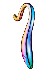 Вигнутий скляний фалоімітатор Dream Toys Glamour Glass, різнокольоровий