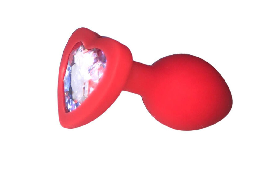 Анальная пробка Red Silicone Heart White M