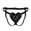 Трусики Сердце для страпона из натуральной кожи Feral Feelings - Hearts Strap-on Belt Black