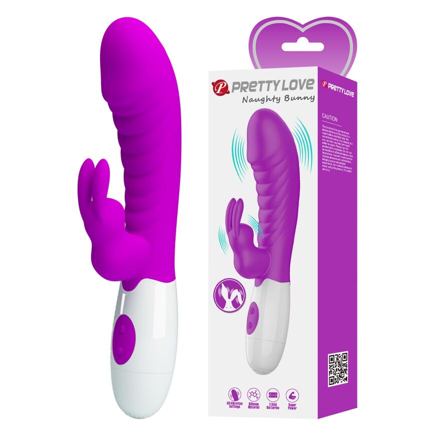 Вібромасажер для стимуляції точки G та клітора Pretty Love - Naughty Bunny Purple, BW-500071