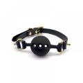 Кляп из силикона и итальянской кожи Breathable Small Ball Gag UPKO