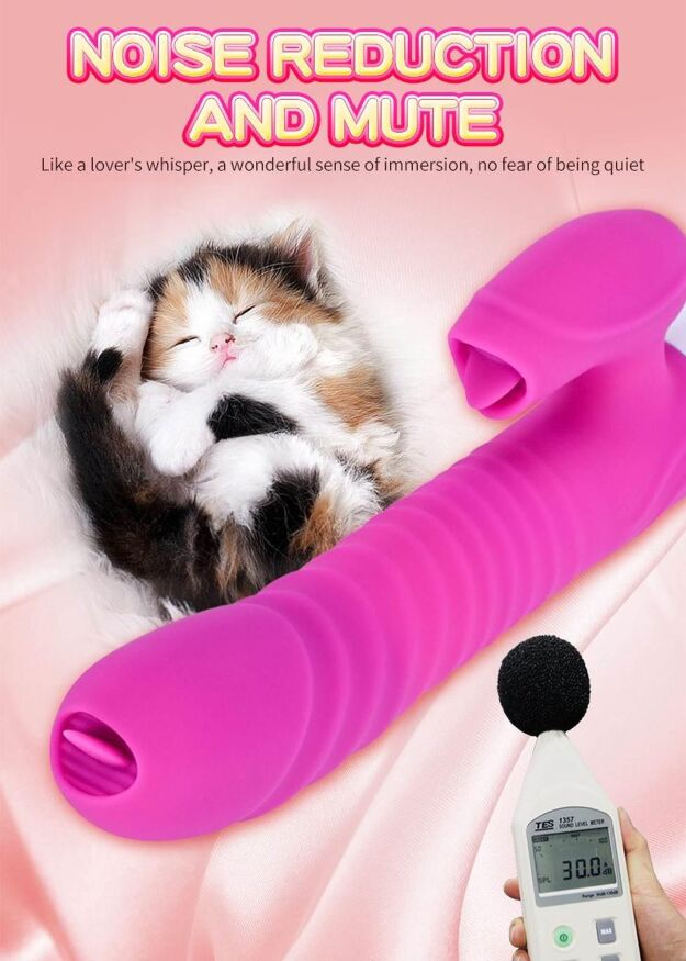 Роскошный вибратор 2в1 - Silicone Vibrator USB 7 Function and Thrusting Function / Heating Purple