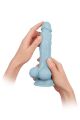 Вибратор реалистичный с яичками на присоске Femme Funn Turbo Baller, голубой