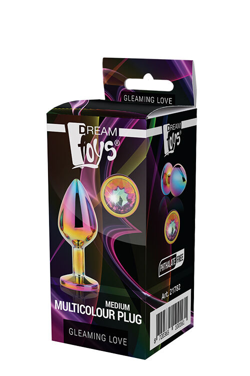 Радужная анальная пробка GLEAMING LOVE MULTICOLOUR PLUG MEDIUM