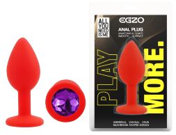 Силіконова анальна пробка EGZO - Silicone Red Round Plug Purple, size S