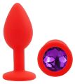 Силиконовая анальная пробка EGZO - Silicone Red Round Plug Purple, size S