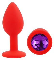 Силіконова анальна пробка EGZO - Silicone Red Round Plug Purple, size S