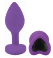 Силиконовая анальная пробка EGZO - Silicone Violet Heart Plug Black, size S