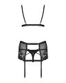 411014 Комплект з широким поясом для панчох Obsessive Blanita garter belt S/M Чорний