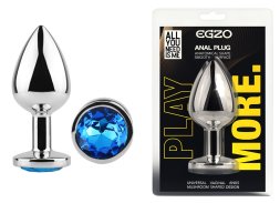 Анальна пробка з кристалом EGZO - Silver Round Plug Blue size M