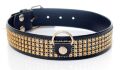 Нашийник зі штучної шкіри з кристалами Fetish Boss Series - Collar with crystals Gold, BS3300102