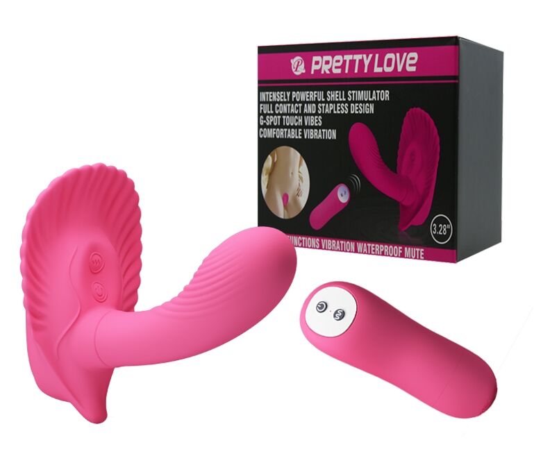 Вибробабочка с стимулятором клитора PRETTY LOVE - Powerful Shell Stimulator , BI-014368W-3