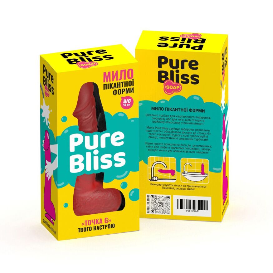Мыло в форме пениса Pure Bliss BIG Red, крафтовое мыло-член, натуральное