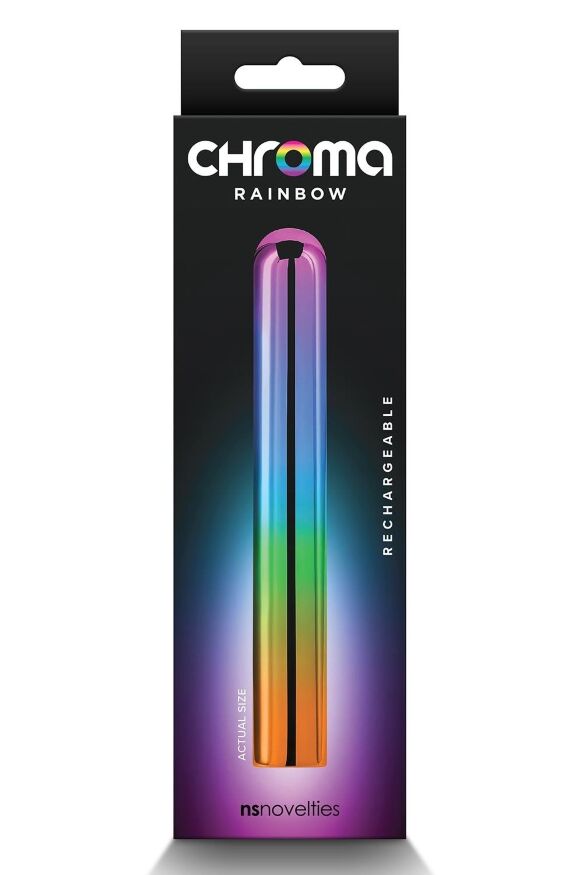 Елегантний хромований вібратор NS Novelties Chroma Rainbow райдужний, Large
