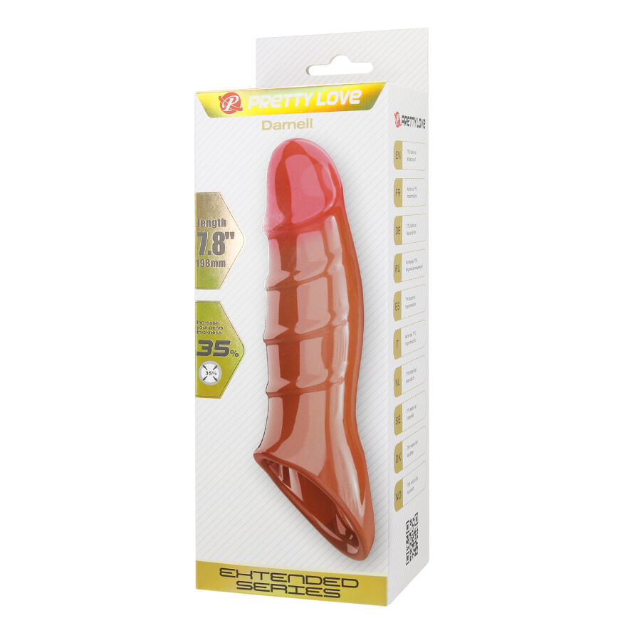 Удлиняющая насадка PRETTY LOVE - Damell Penis Sleeve Brown, BI-026278N-1