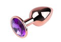 Анальная пробка с кристаллом EGZO - Rose Gold Round Plug Purple size S