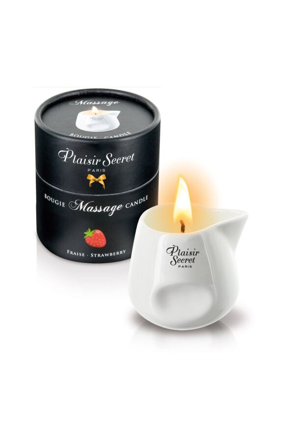 Массажная свеча Plaisir Secret Bougie Strawberry с ароматом клубники, 80 мл