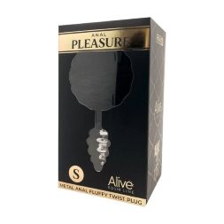 Анальная рельефная пробка Alive Anal Pleasure с черным хвостом, L