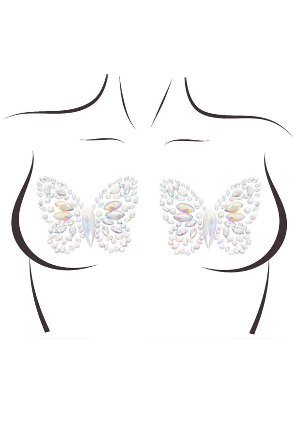Пэстис-бабочки из кристаллов Leg Avenue Chrysallis nipple sticker, наклейки, светятся в темноте